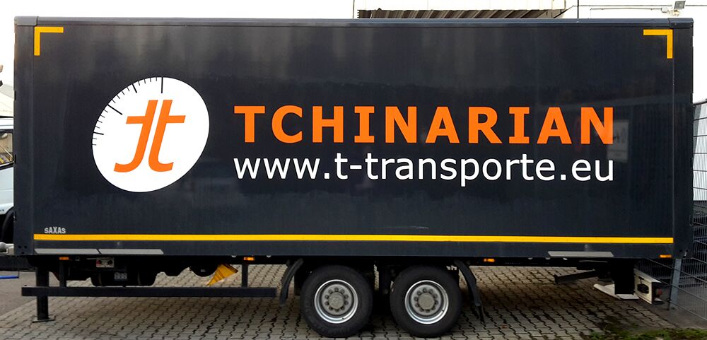 Anhängerbeschriftung bzw. LKW-Beschriftung für Tchinarian Transporte GmbH in Tamm